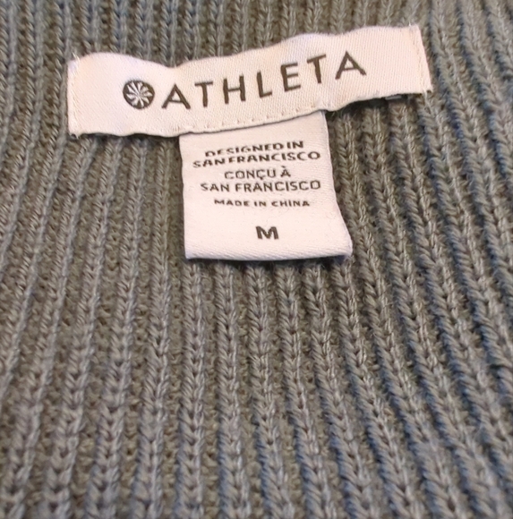 Athleta Hanover Ribbed V-Neck Wool Blend Sweater Medium Gray Mist 159164 EUC - Picture 6 of 10